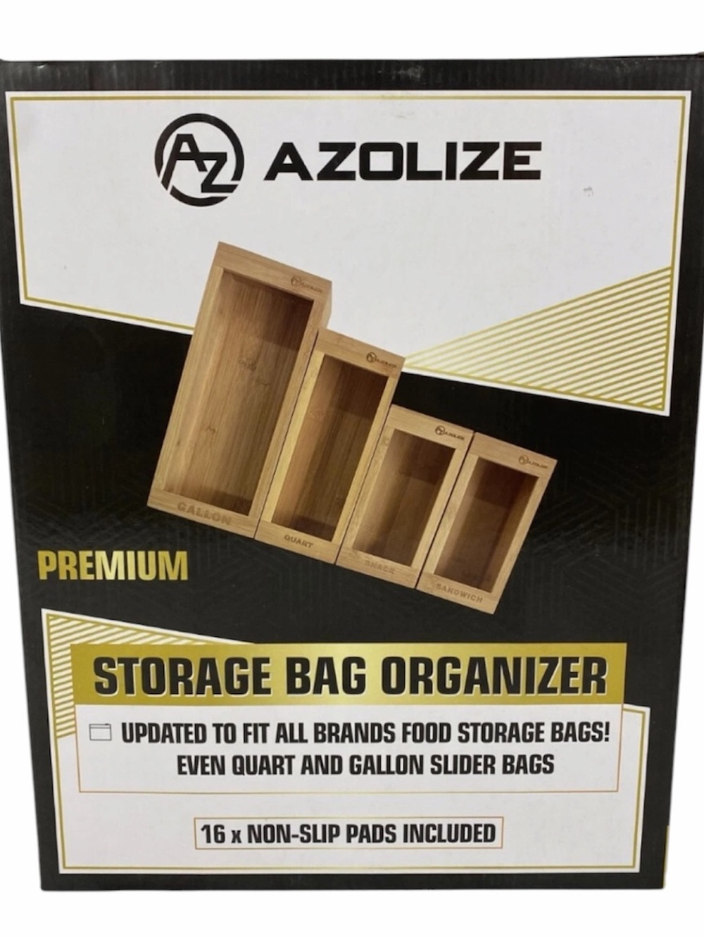 Azolize Premium Bamboo Food Storage Bag Organizer NIB